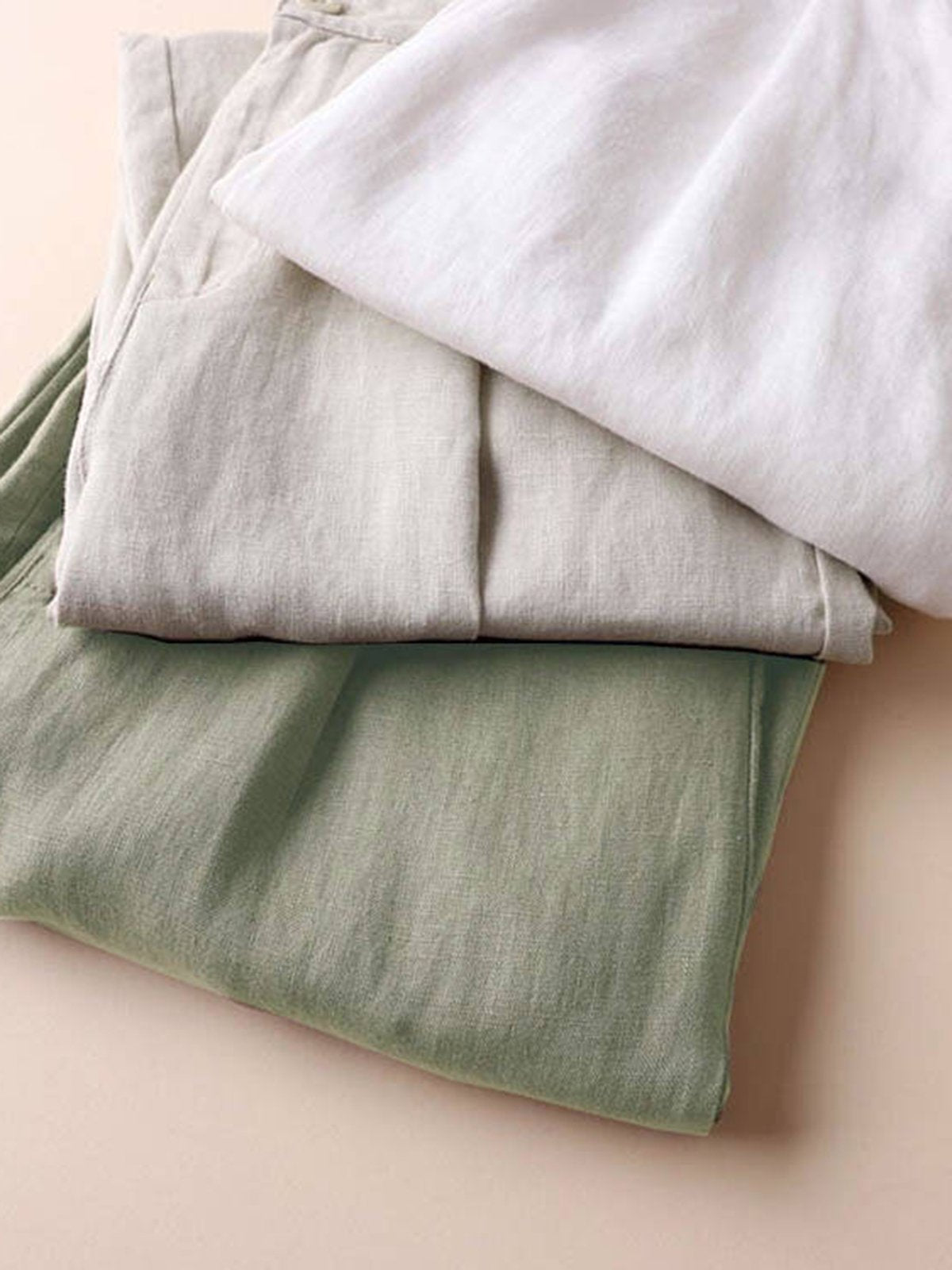 Pantalon droit décontracté en coton élastique avec poches solides