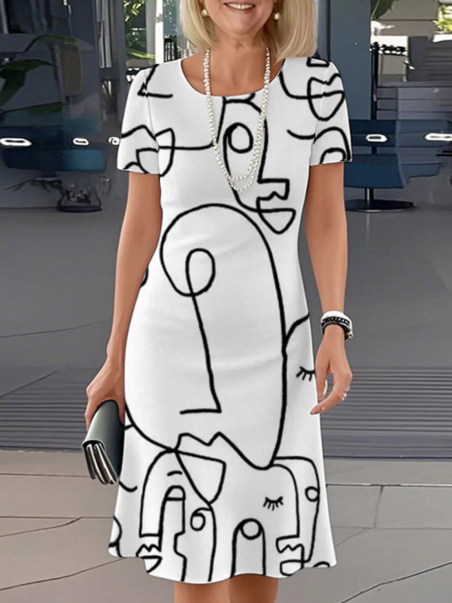 Elegantes Minikleid mit Rundhalsausschnitt und kurzen Ärmeln