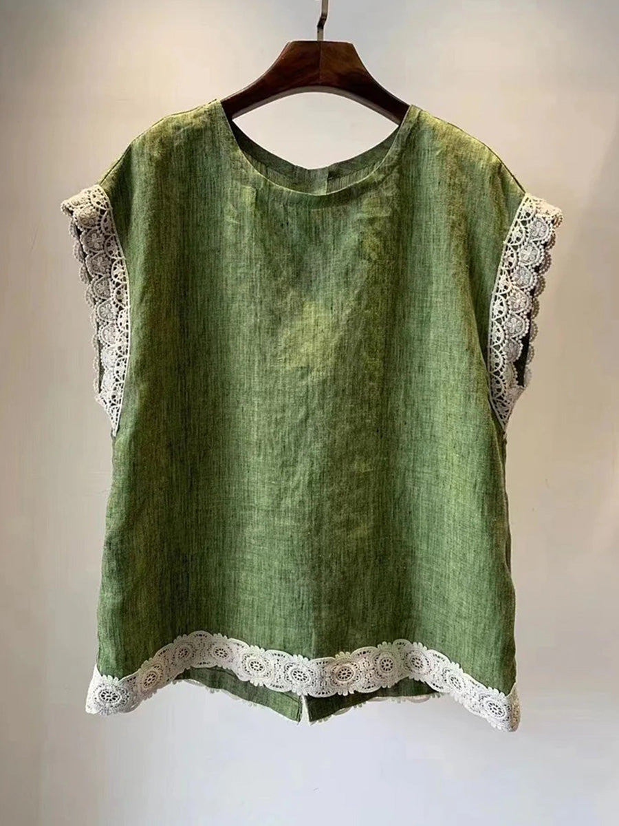 Haut sans manches en dentelle rétro