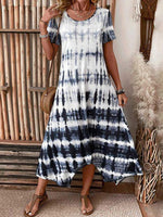 Vintage Irregular Gradient Round Neck Dress