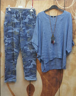 Irregular Hem Big Round Neck FivePoint Sleeve TwoPiece Suit