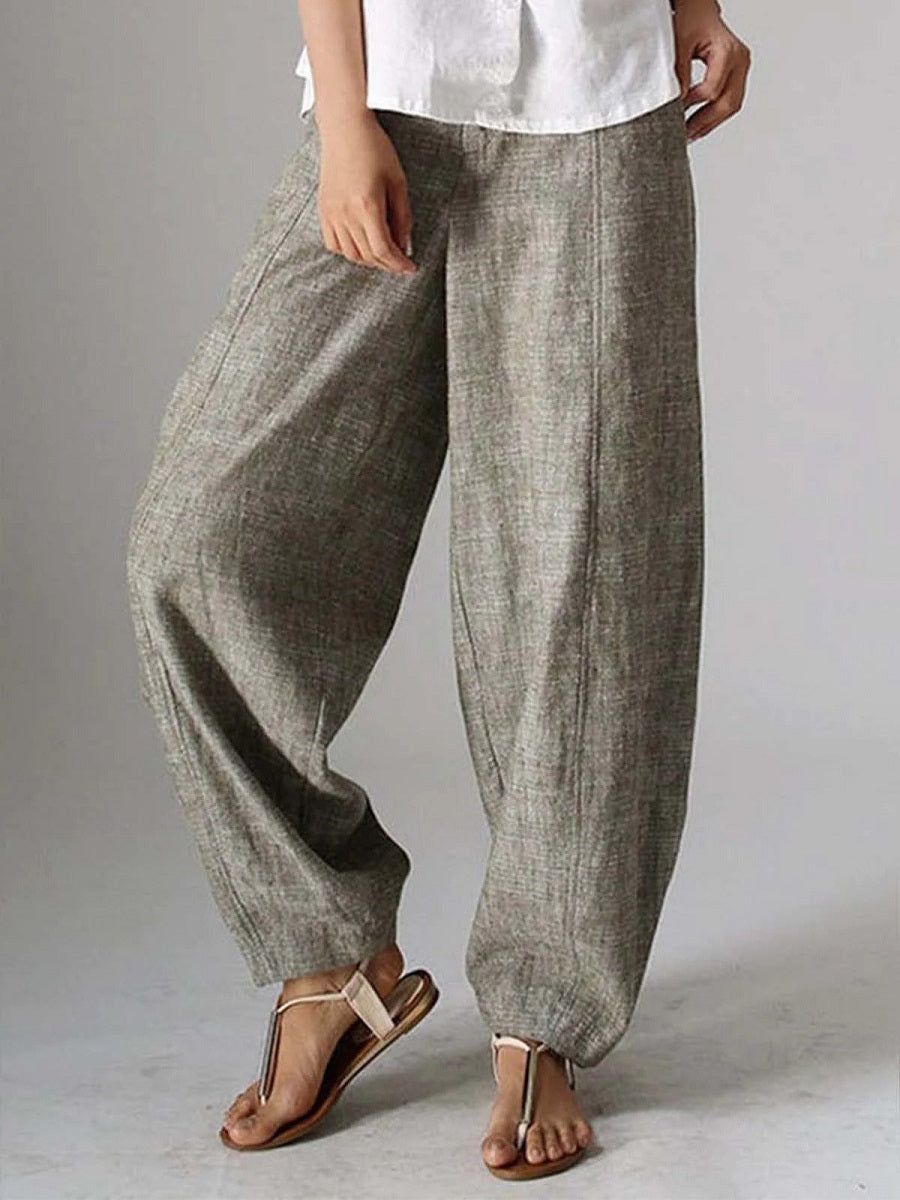 Natural Casual Solid Plain Pants