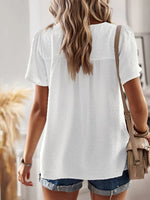 Loose Plain Casual Lace Short Sleeve Shirt