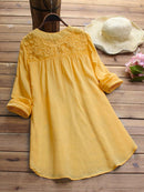 Patchwork Floral Embroidered Irregular Vintage Blouse