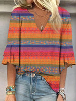 Magnifique haut à col en V et manches 3/4