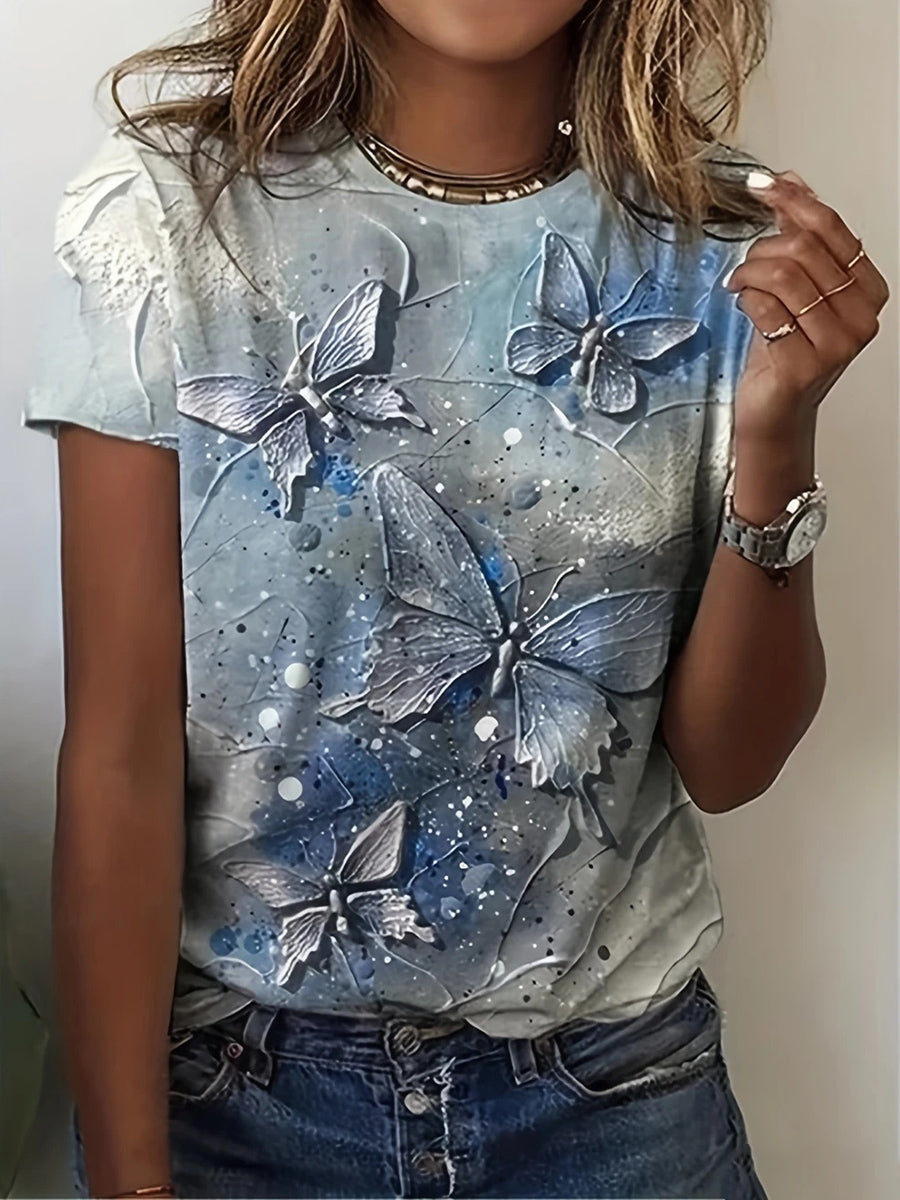 T-shirt décontracté à imprimé floral pour femmes