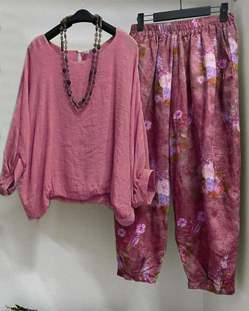 Zweiteiliger Anzug im lässigen Stil mit Blumenmuster