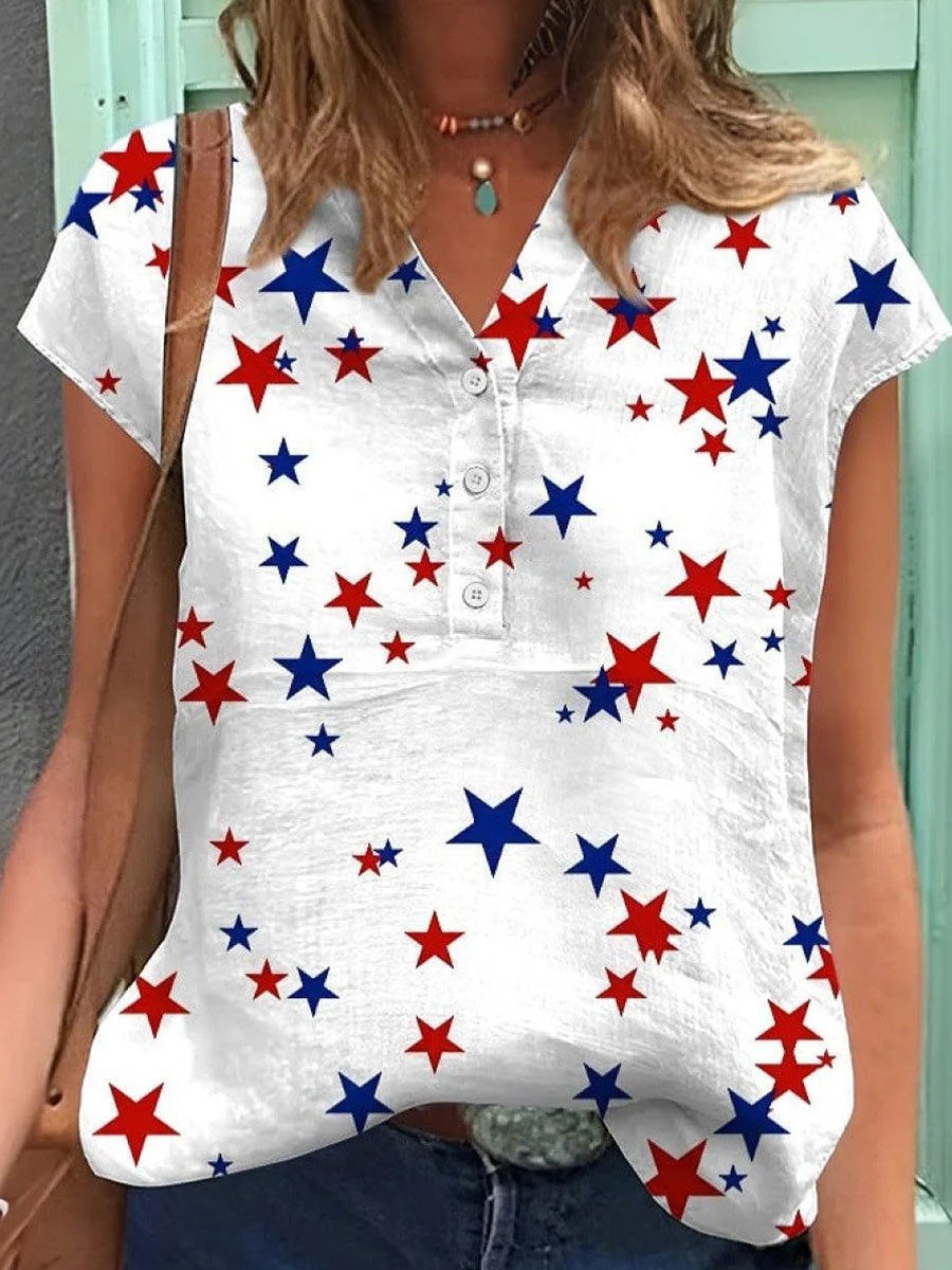 Cute V-Neck Short Sleeve Top