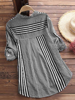 Women’s Casual Striped 3/4 Sleeve Button-Down Blouse