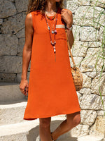 Robe mini sans manches à poches amples