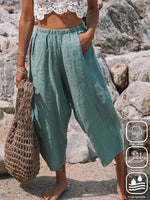 Pantalon décontracté uni à poches cousues