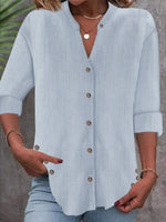 Chemise rayée à manches longues crantées et coupe classique