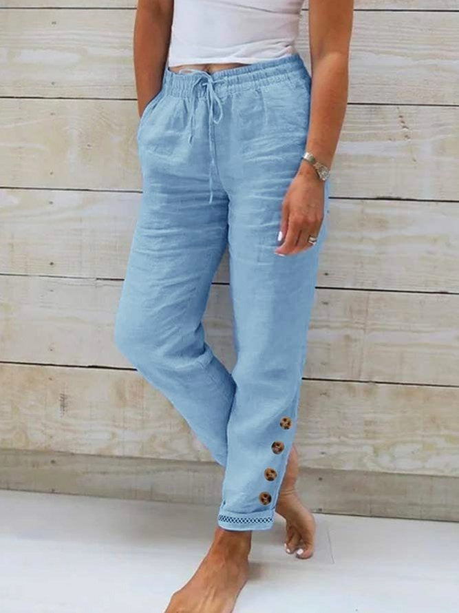 Women’s Button-Hem Cotton Drawstring Pants