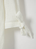 Chemisier à manches longues, col à nœud papillon, couleur unie, avec boutons