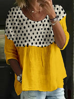 Haut jaune à col rond et manches 3/4