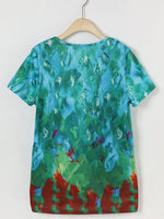 T-shirt imprimé tie-dye décontracté d'été à col rond et manches courtes