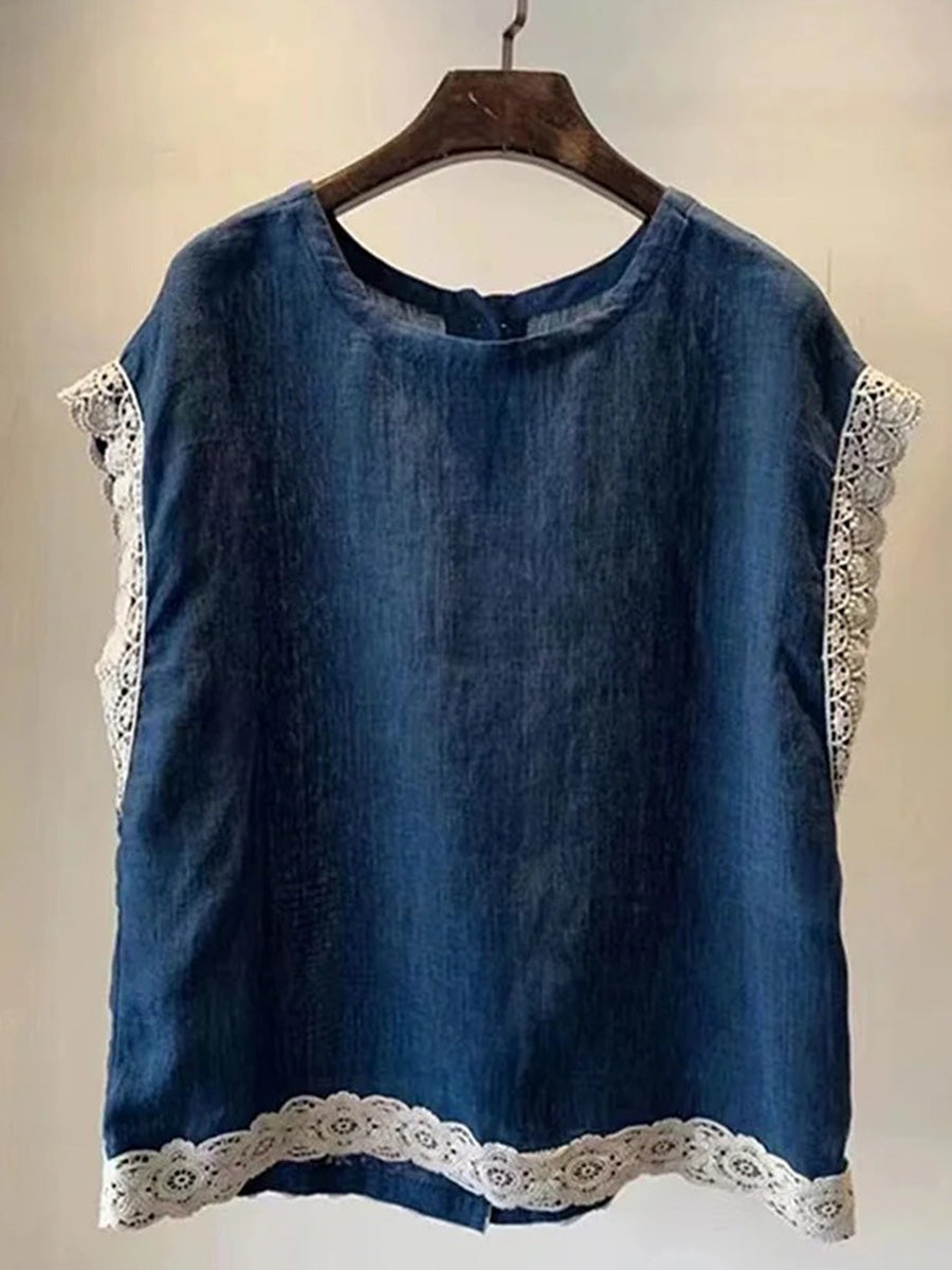 Haut sans manches en dentelle rétro