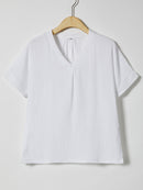 Solid Casual V-neck Short Sleeve T-shirt