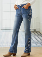 Lässige Jeans aus Denim mit Blumenstickerei