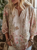 Süßes rosa 3/4-Ärmel-Top