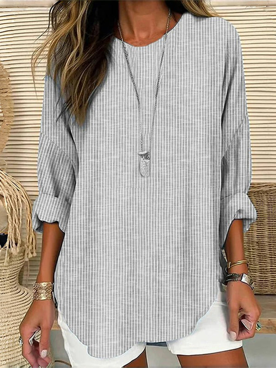 Women’s Casual Striped Long Sleeve Loose Fit Top