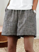 Women’s Casual Loose Cotton Striped Shorts