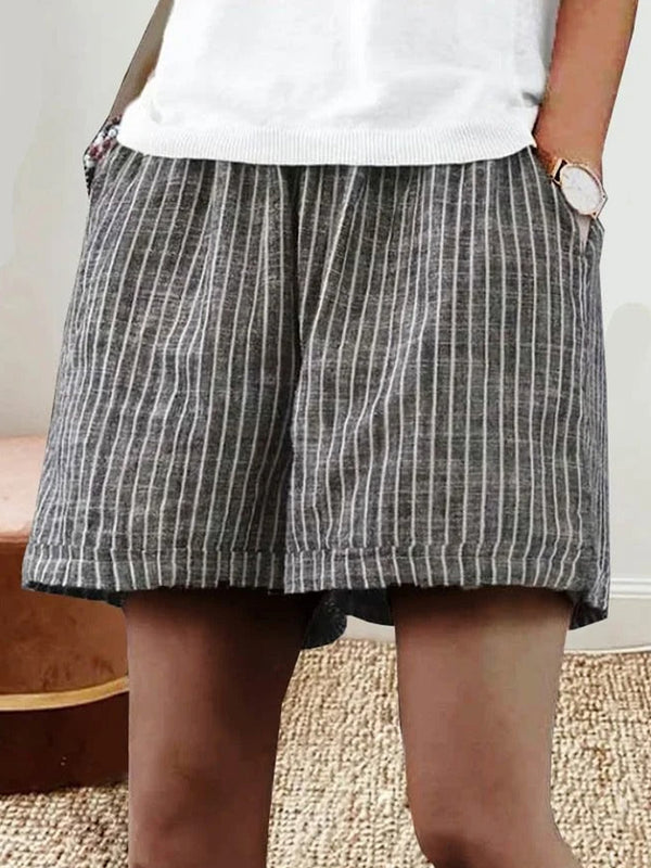 Women’s Casual Loose Cotton Striped Shorts