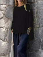 Chemise à manches longues en coton uni pour femme