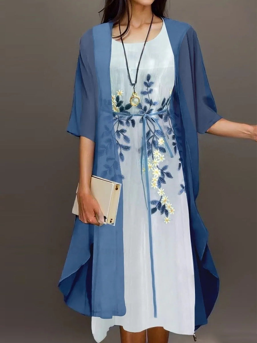 Elegant Lace Chiffon Two-Piece Dress Set