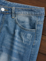 Jean déchiré et usé élégant avec ourlet effiloché