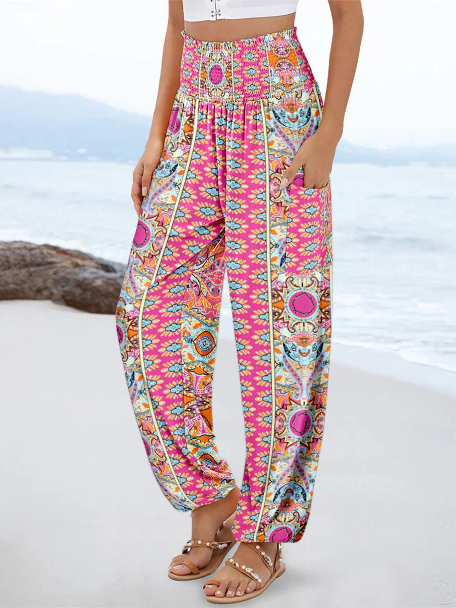 Pantalon rose à taille élastique