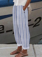 Lässige Basic-Hose mit Streifen und geradem Schnitt, Taschen