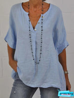 Lässige blaue, schlichte Bluse/Tunika