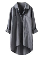 Haut ample à col en V en coton et lin uni