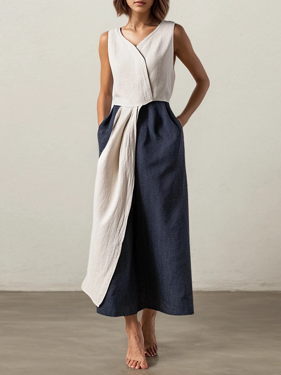 Crew Neck Cotton Sleeveless Dress