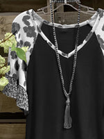 Lässige Kurzarmbluse mit Leopardenmuster