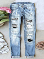 Jean stretch déchiré à ourlet brut effiloché et usé