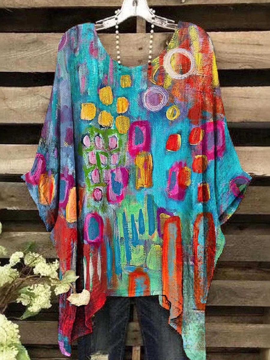 Comfy Multicolor Round Neck 3/4 Sleeve Top