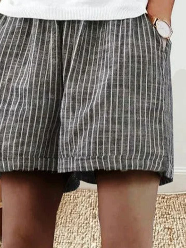 Women’s Casual Loose Cotton Striped Shorts