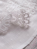 Jacquard Pleated Lace Hollow Out V-neck Plus Size Blouse