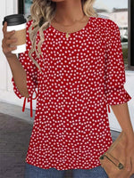 Chemisier rouge ample à col rond et manches courtes