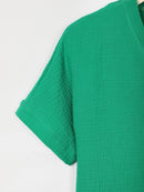 Solid Casual V-neck Short Sleeve T-shirt