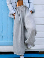 Pantalon parachute en pur lin uni