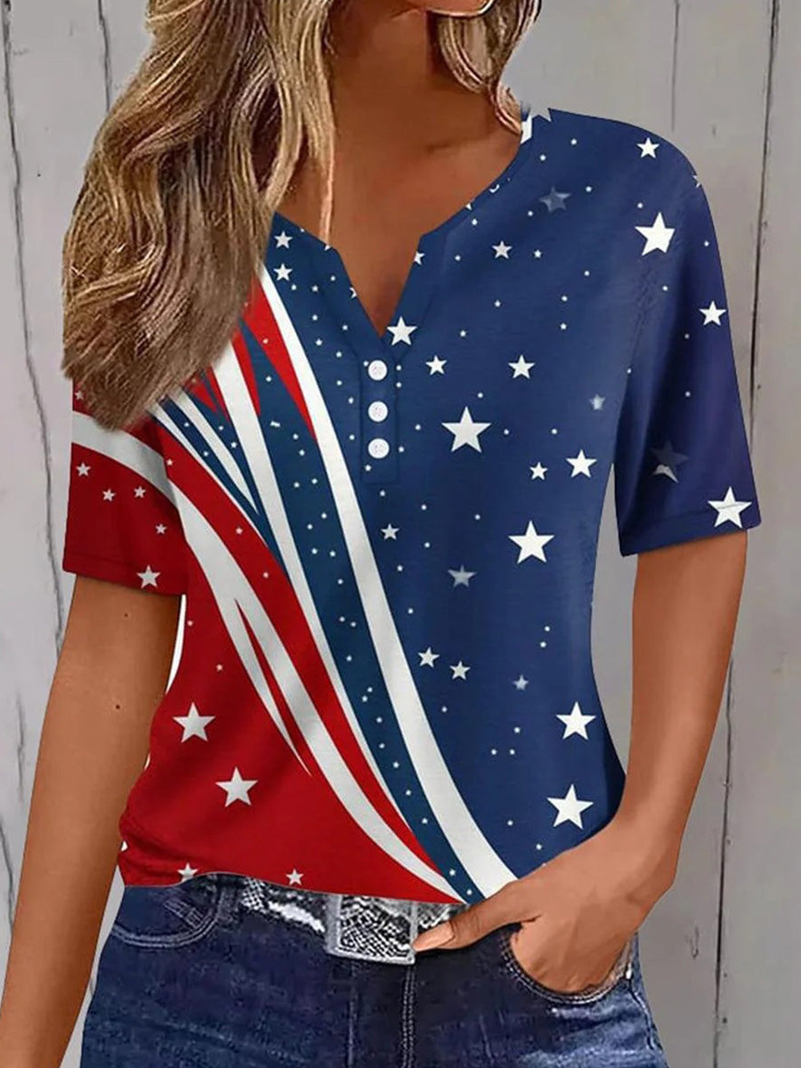 Elegantes Kurzarmtop mit V-Ausschnitt