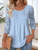 Fresh Blue Round Neck 3/4 Sleeve Top