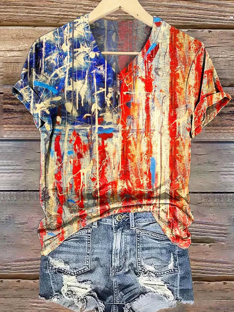 Haut à manches courtes et col en V très populaire