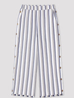 Pantalon rayé décontracté à boutons