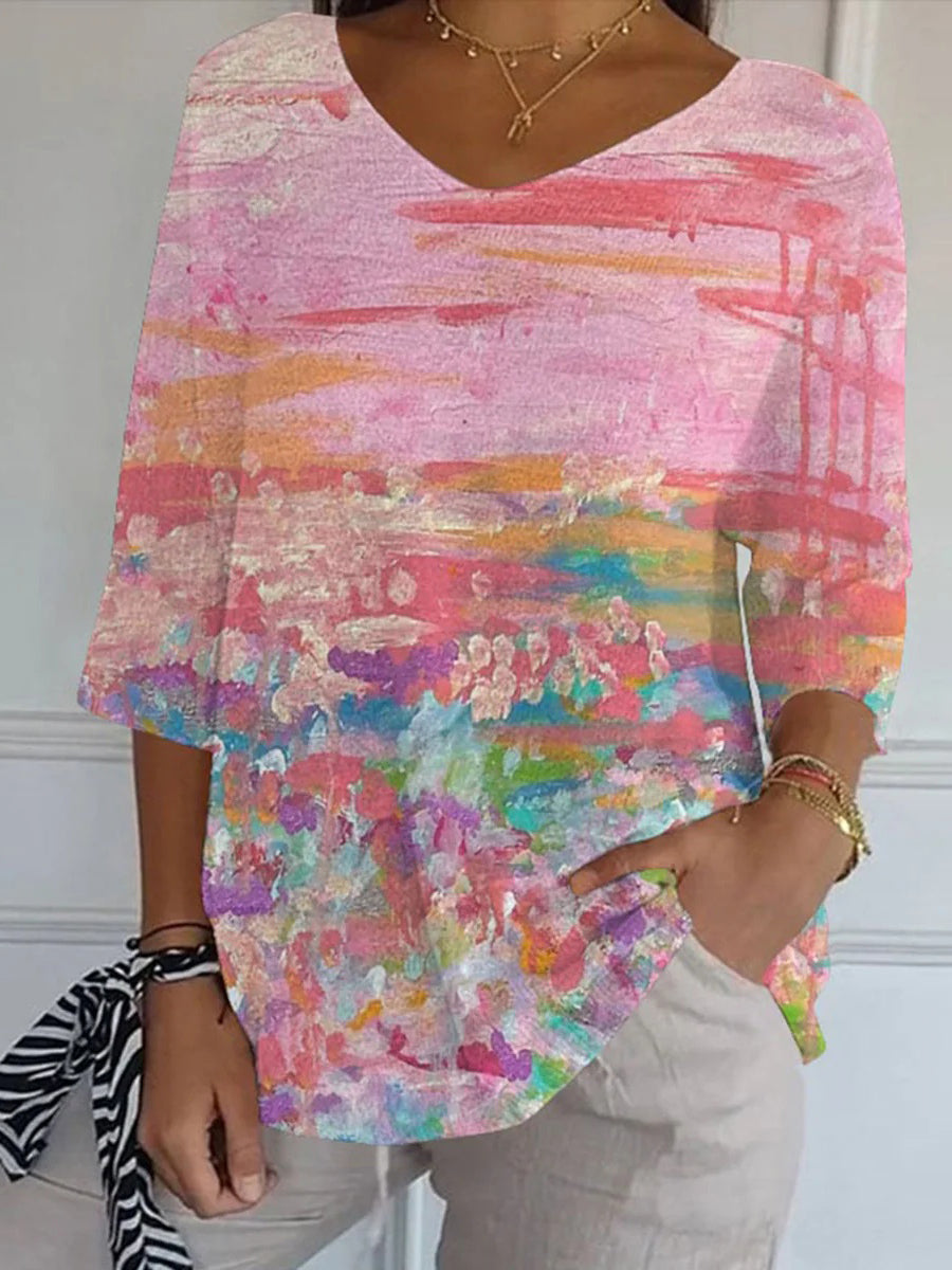 Haut à manches 3/4 et col en V