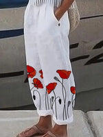 Pantalon à poches latérales imprimé floral unique