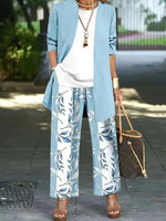 Dreiteiliges Set mit luftigem Pflanzenmuster